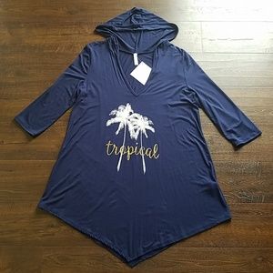 Blue Hooded Cover Up